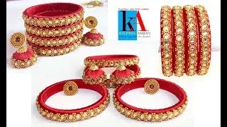 Silk Thread Bangles making with kundans and jump rings // silk thread jewellery