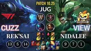 T1 Cuzz Rek'Sai vs SG-S View Nidalee Jungle - KR Patch 10.25