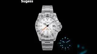 #Sugess Men Watch GMT Automatic NH34 Movement 100M Waterproof Mechanical Wristwatches Dome Sapphire