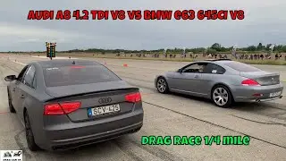AUDI A8 4.2 TDI V8 CDS vs BMW e63 645CI V8 333 HP drag race 1/4 mile 🚦🚗 - 4K UHD