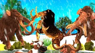 Zombie Tiger Mammoth vs Woolly Mammoth Team | Epic Battle for Territory | Cartoon Cow | bull Fight