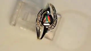 m15533 solid RED! black opal 18k gold and diamond ring
