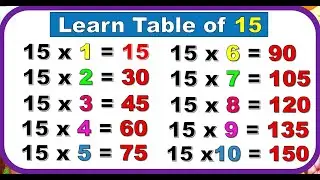 Multiplication Table of 15 | 15 Times Table for Kids | Learn 15 Ka Table Easy & Fast