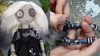 Making a Gothic Art Doll -  Fabric Painting Struggles and Doll Hair Made From Roses?