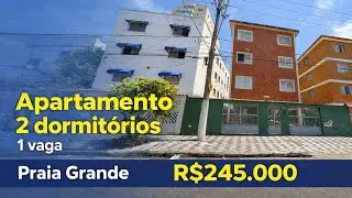 R$245.000 | Apto 2 dormit&oacute;rios | 1 vaga | 400 metros mar | Praia Grande. OPORTUNIDADE 