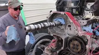 18- 2012 Cummins ISX Single Cam. Cam Installation. (Making Progress)