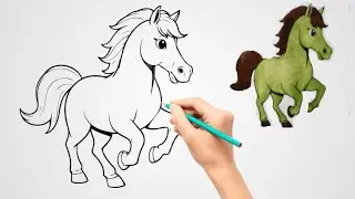Horse drawing step by step | Horse panting in coloring | Drawing step by step easy | Draw a horse 🐎