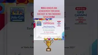 Achievement of Best Educator, we are now coming from online to offline, enrol now @Hellokidssunshine