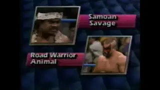 Road Warrior Animal vs Samoan Savage   Power Hour May 18th, 1990
