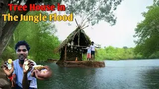 Camping in The Jungle Flood Zone | Building a Treehouse in Flood | RS Robin Camping