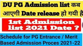 DU PG First Admission list 2021 date released