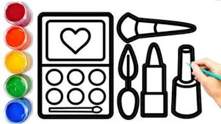 Eyeshadow, Lipstick Drawing,  How to Draw makeup set for Toddlers #chikubunty #makeupsetdrawing 