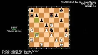 Gukesh D's Beautiful Queen Sacrifice against Javokhir Sindarov in Tata Steel Chess 2026