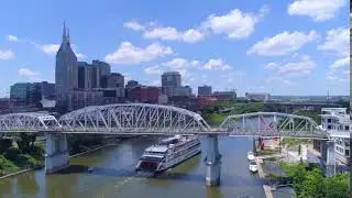 nashville cityscape by aerial drone