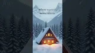 Cozy snowy cabin ambience with lights and calming fire sounds. #CozyCabin #SnowyCabin #Firesounds