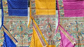 Madhubani Tussar hand painted silk saree Silk mark tag veryfied #trending #madhubani #handloom #silk