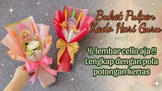 A SIMPLE PEN BOUQUET WRAPPING &frac12; SHEET OF CELLOPHANE FOR A TEACHER'S DAY GIFT || TEACHER'S DAY GIF...