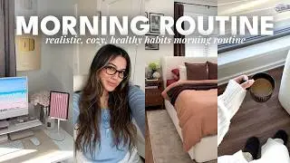 winter morning routine | productive, cozy, realistic morning + home office tour & new glasses