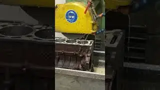 Grinding the engine block after replacing cylinder sleeves. #ford  #garage #diesel #workshop