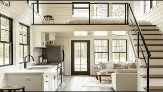 Design Idea Of A Tiny House With A Kitchen And Stairs Leading To The Lofted Sleeping Area