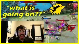 Mobazane hilarious reaction watching ONIC 3v5 base defence