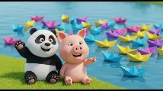 3D Animation: Panda and Piggy Learn Origami | The Adorable Adventure of the Paper Boat Fleet