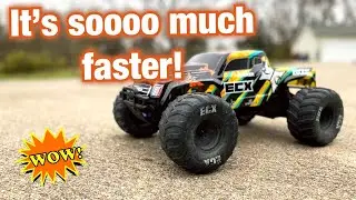 ECX Ruckus 1st run with Traxxas Titan 12T motor, and its FAST