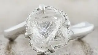 Nature Inspired Platinum Rough Diamond Peek-A-Boo Halo Engagement Ring - Novella Rough