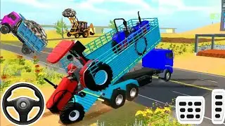 🛣️2 Tractors Loaded Inside Big Truck !! Heavy Challenge in tractor game || #tractor #truck #jcb 