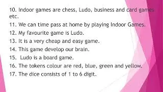 50 lines on Indoor and Outdoor games for speaking skills