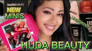 HUDA BEAUTY MINI EASY ROUTINE! UNBOXING and TEXTURES @Hudabeauty