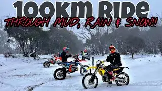 MOTORBIKE RIDE OVER MT SKENE in the SNOW! Riding Woods Point High Country Tracks!