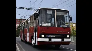 Pohled z kabiny řidiče autobusu MHD, Ikarus 280, linka 1 Globus - Jirkov AN