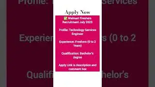 Walmart Freshers Recruitment #job #hiringfreshers #jobopenings