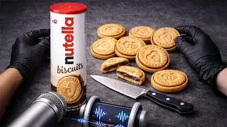 Nutella Biscuits ASMR &ndash; Cutting, Crunch & Eating Sounds