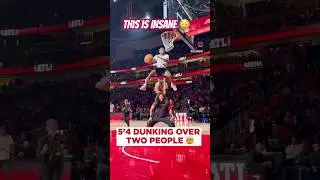 Watch this dunk by a 5&rsquo;4&rdquo; guy Over 2 people at the #AtlantaHawks game! #wow @atlhawks 😮😤