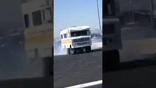 Big ol Winnebago tips over 😂 #rv #truck #burnout #cars #automobile
