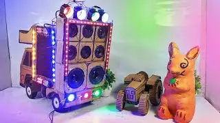 MINI TRUCK LODING WITH SPEAKAR AT HOME | NEW SHARPY LIGHT SET-UP LODING FOR MINI DJ GADI 