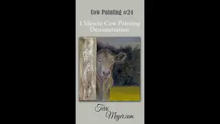 1 Minute Oil Painting Cow Video - #24 Peek a Boo! I See You! #shorts #cowpainting