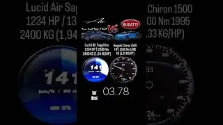 Lucid Air Sapphire 1234 HP vs Bugatti Chiron 1500 HP #acceleration