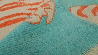 Rug & Kilim&rsquo;s Tiger Skin Rug in Blue with Rust and Gray Pictorial  - 33125