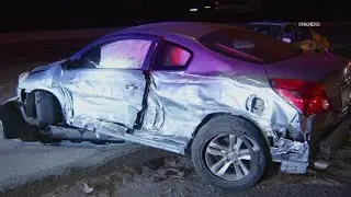 CHP остановила водителя, ехавшего по встречной полосе, врезавшись в автомобиль на шоссе 10 в Помоне