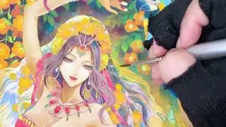アクリル絵の具メイキング(オリジナルイラスト) / Acrylic painting.(Original art)