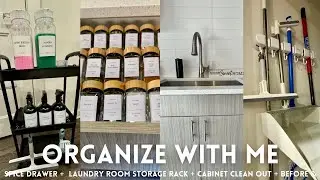 ORGANIZATION VLOG | SPICE DRAWERS + LAUNDRY STORAGE RACK + CLEANING OUT CABINETS