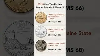 TOP 10 Most Valuable State Quarter Coins Worth Money (1) #coin #quarter #coincollecting  #coinvalue