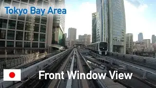 Front View of a Train Running through the Tokyo Bay Area, the Site of the Olympic Games -@Yurikamome