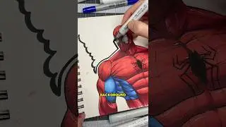 Как нарисовать Человека-паука! 🕷️🕸️ #искусство #процессрисования #урок #marvel #человекпаук