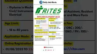 RITES Recruitment 2025 | New Vacancy 2025 | Daily Job Alerts #shorts