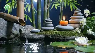 Deep Sleep Music 🌙 Bamboo Water Garden at Night | Gentle Flow for Restful Sleep
