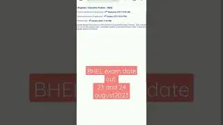 BHEL EXAM DATE OUT #BHEL